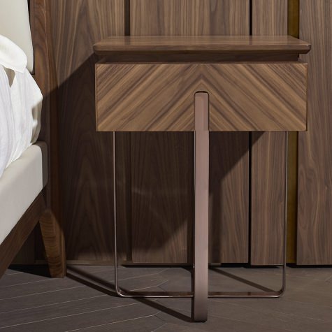 Bed side table in solid walnut