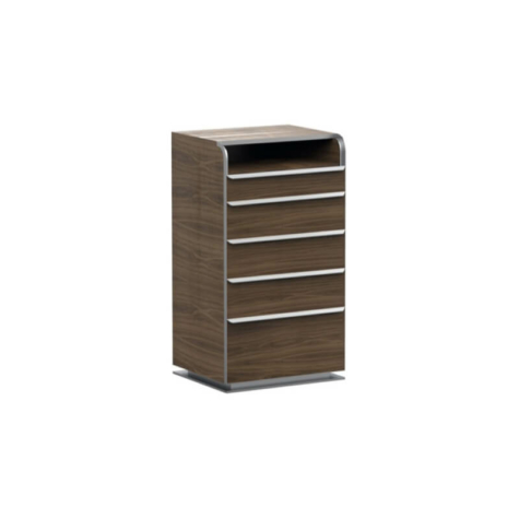 Tall chest with 4 drawers and open compartment in American Walnut wood